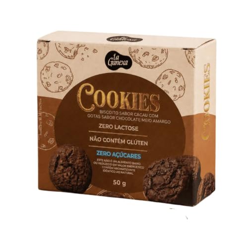 La Ganexa Cookies de Cacau com Gotas de Chocolate, Zero Açúcar, Sem Lactose e Sem Glúten, 50g