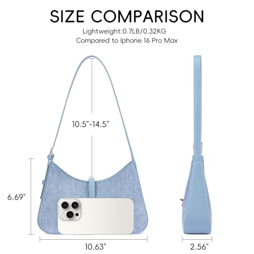 Image of CLUCI Denim Purses for Women, Shoulder Bag, Handbag Hobo Bags Vegan Leather Crossbody Purse with Adjustable Strap