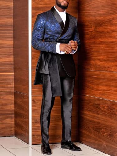 Tuxedo Suits for Men 3 Piece Regular Fit Suit Floral Blazer Jacket Pants Cape Men Suit Set for Wedding Prom MZA043