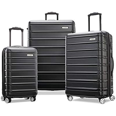 Samsonite Omni 2 Hardside 3 Piece Set - Includes Global Carry-On, Medium, Large Checked Suitcases - 360 Dual Spinner Wheels - Integrated TSA Lock & Expansion - Midnight Black