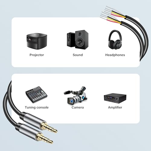 2 cables de audio 3.5mm macho a cable abierto 11 pulg miniatura 5