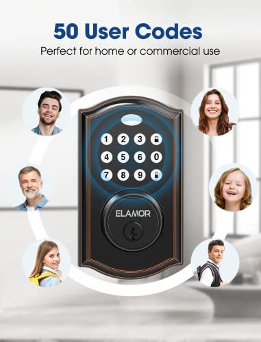 Keyless Entry Door Lock, Electronic Keypad Deadbolt With Handle, Auto Lock Front Door Handle Sets Easy To Install, 50 User Codes, Security Waterproof Smart Locks For Front Door, Home/Hotel Use #TOP6