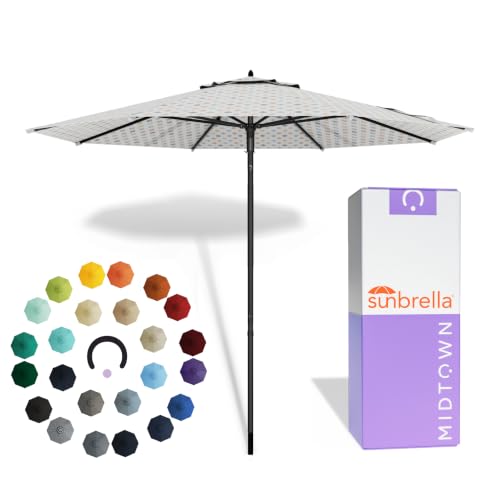 Image of Midtown Umbrellas Push and Pop - 8 Ft Patio Umbrella, Infused Gem Canopy