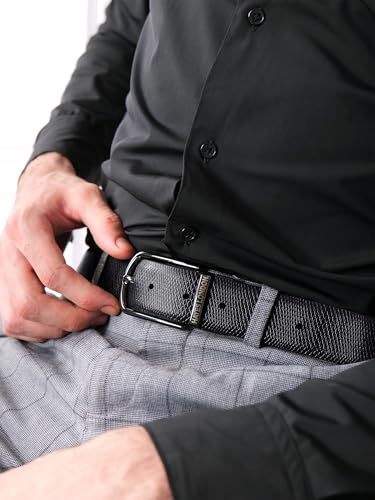 Image of HAYES LONDON Belts for Men Leather Original - Belt for Men Formal with Classic Design, Durable and Italian Reversible Men Belts for All Occasions