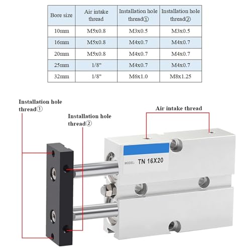 Vérin pneumatique TN32 double tige rigide pour bloquer la rotation - 3