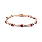 Bracelets for Women 18 Carat Gold, Bracelets for Women Chain Tennis Bracelet with Ruby and Sapphire 3.2ct Bracelet 16.5CM