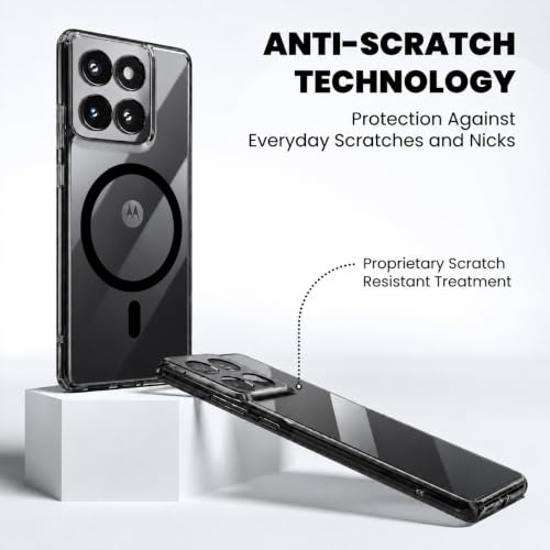Image of Elzzi Anti Scratch Semi Translucent Cover for Moto Edge 70 Fusion Case, Premium PC + TPU Magnetic Phone Cases Drop Proof, Compatible with Magsafe Slim Never Yellowing Shockproof