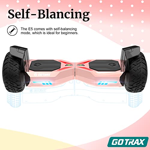 Gotrax E5 Hoverboard With Led 8.5" Offroad Tires, Music Speaker And 7.5Mph & 7 Miles, Ul2272 Certified, Dual 250W Motor And 144Wh Battery All Terrain Self Balancing Scooters For 44-220Lbs Kid Adult #TOP6