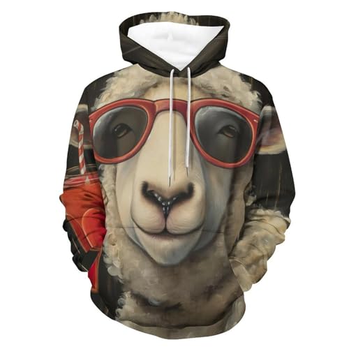 Sweat à capuche homme et femme style streetwear, hoodie manches longues imprimé mouton S