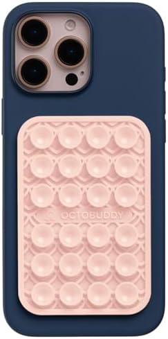 OCTOBUDDY Classic MAX Textures Mermaid Dragon - Silicone Suction Phone Case Adhesive Mount - Hands-Free Grip with 24 Suction Cups for Videos & Selfies - 2.6" x 3.9", Chalk Pink