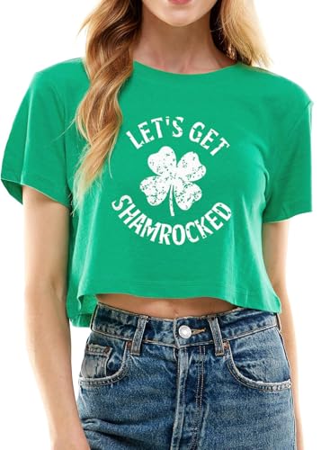 Image of Funny St Patricks Day Outfits Shirt Women Sexy Saint Patricks Day Crop Tops | Shamrock Clover Crop Tops for Teen Girls