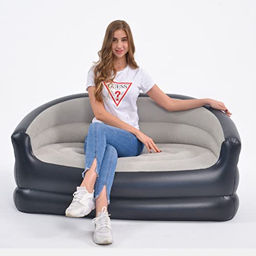 Inflatable Couch Blow Up Air Sofa with Comfort Flocked Surface for Indoor/Outdoor, Camping, Traveling, Living Room（No Air Pump）