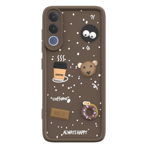 Image of Pikkme Back Cover for Vivo V70 FE 5G | 3D Bear Silicone Cute & Fun Coffee Cartoon | Full Body Protection Bumper Case (Brown)