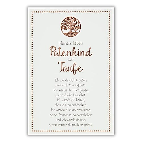 bsb Karte zur Taufe für Patenkind - liebevolles Patenkind Geschenk mit Patenbrief-Motiv - Karte Taufe Patenkind - Taufgeschenke Jungen Patenkind & Mädchen Patenkind in 11,5 x 17,0 cm