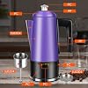 Electric Coffee Percolator 12 CUPS Percolator Coffee Pot Stainless Steel Percolator Coffee Maker with Clear Knob Cool-touch Handle Auto Keep Warm Function (Purple)