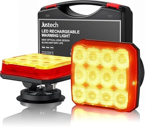 Justech 2 szt. Magnetyczne światła stroboskopowe do samochodu bezprzewodowe tylne światło przyczepy magnetyczne super jasne 12/24 V wodoodporne IP65 uniwersalne do samochodów ciężarowych przyczep