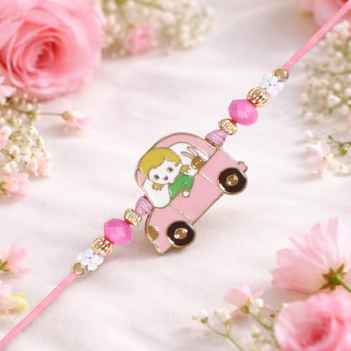 Image of Riddhika Ventures Premium Multicolour Meenakari Stylish Kids Rakhi Gifts for Brother, Sister with Roli Chawal and Greeting Card