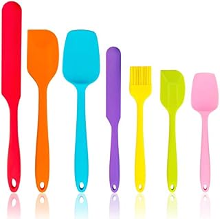 Spatula 7 Piece Set, Homikit Silicone Kitchen Utensils Spatulas for Cooking Baking Icing Mixing, Non-Stick & Heat-Resistant Small Rubber Kitchen Gadgets, Dishwasher Safe, Seamless Design (Multicolor)