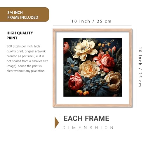 Image of kotart Premium Digital Paintings with Frame for Home Decoration - Floral Painting for Living Room Bedroom Office Room Decor - Painting for Wall Decoration - Pack of 2 H