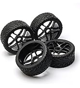 Jiuwu 4pcs Wheel Rim Rubber Tires RC 1:8 Off-Road Tyre 17mm Hexagonal Joint black