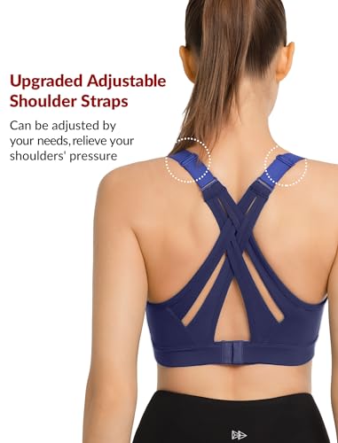 Image of Yvette Women's High Impact Sports Bra for Running | High Support, No Bounce, Large Bust, Pickleball, Gym Workout, Adjustable Straps, Crisscross Back, Wireless, Sewn in Pads