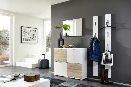 Perchero de panel Germania 170 cm blanco para organizar entradas estrechas 5