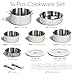 CAROTE 14pcs Pots and Pans Set, Stainless Steel Cookware Set Detachable Handle, Induction Kitchen Cookware Sets with Removable Handle, RV Cookware Set, Oven Safe, Camping Cookware, White