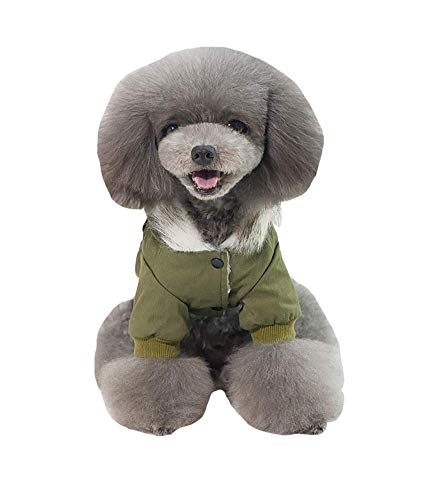 Izefia Dog Coat Hoodies Work Clothes Thickened Dog Overall Dog Military Uniform Army Hoodie Sweater Cotton Jacket for Small Dog Medium Dog Cat Green XXL - Image 4