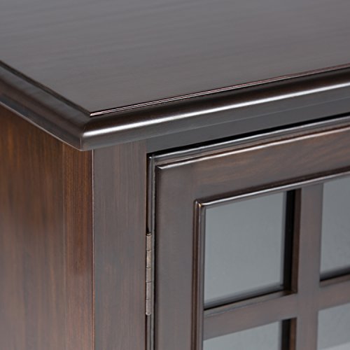 Simpli Home Connaught SOLID WOOD 46 inch Wide Traditional Tall Storage Cabinet in Dark Chestnut Brown, with 2 Tempered Glass Doors that open to a Cabinet with 4 Adjustable Shelves an two Deep Drawers - Thumbnail 6