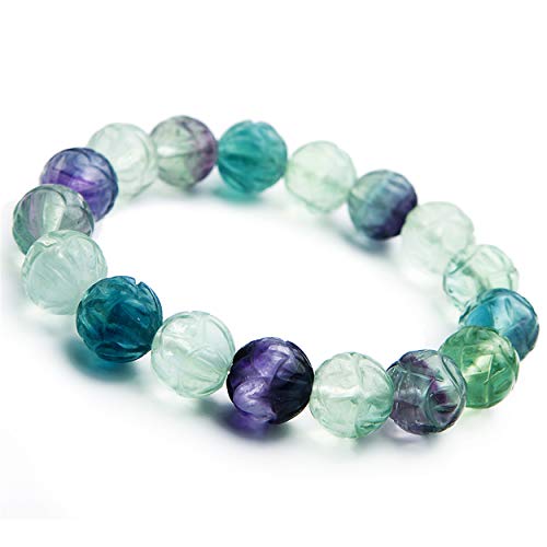 Bracelet fluorite naturelle 12mm extensible contre le stress et le manque de focus