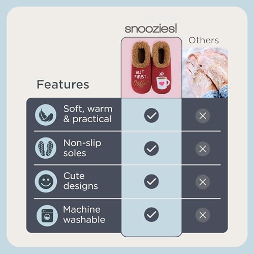 Image of Snoozies Coffee Slipper Socks for Women Cute Gifts and Fun House Slippers with Soft Sherpa Lining and Grips