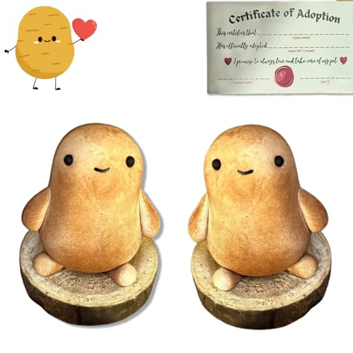 Mini Funny Positive Life Potato,Creative Cute Pet Potato,Stress Relief Desktop Ornament,Adopt Your own Pet Potato,Potato Stress Toy for Encouraging Gift (2)