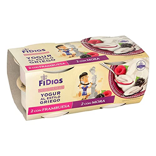 DIA FIDIAS yogur al estilo griego mora y frambuesa pack 4 unidades 125 gr
