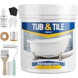 Tub and Tile Paint Refinishing Kit, 17.6oz Bathtub Refinishing Kit White with Tools and Hardener, Semi-Gloss White Tub Paint for Bathtub, Sink, Low Odor and Easy to Use, 25-30sq.ft