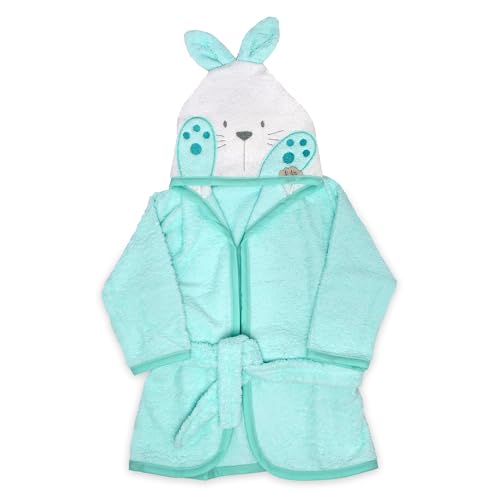 Ti TIN Albornoz Bebé con Capucha Conejito, Algodón Rizo Suave y Absorbente, Fácil Secado, 6-12 Meses, 63x33 cm