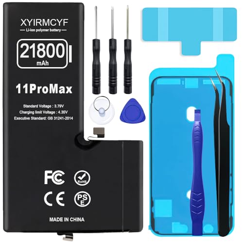 XYIRMCYF 21800mAh Super Capacity Battery Compatible with iPhone 11 Pro Max 0 Cycle Li-Polymer Replacement Battery for iPhone 11 Pro Max with Professional Repair Tool Kit
