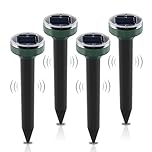 ONEVER Solar Mole Repellent, 4 Pack Ultrasonic Solar Power Animals Repeller Waterproof for Outdoor Garden Lawn Yard Get Rid of Moles Voles Gophers Rats Rodents
