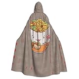FHEDVBN Egg Cup Noodle Ramen Hooded Cloak Cape Unisex Adult Knight Costume Medieval Robe Long Halloween Cosplay Outfit