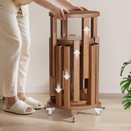 Stackable Stools Set of 4,Wood Chair on Wheels Sturdy and Durable...