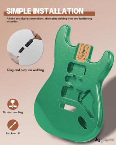 Image of Leo Jaymz DIY ST Style Electric Guitar Kits, Spray-painted Mahogany Body, Laurel Wood Fingerboard and Maple Neck, including all Components (ST-Metallic Green New)