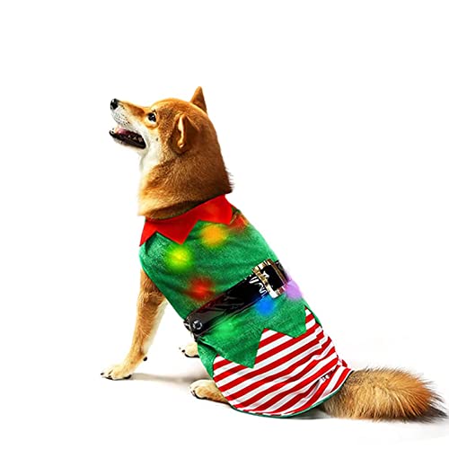 Lumineux Costume de Noël pour Chien, Vêtements pour Chiens Deguisement pour Chien Noel, Vêtements de Noël pour Chien, Vêtements pour Animaux de Compagnie de Noël Sapin de Noël (Green, S) Cover