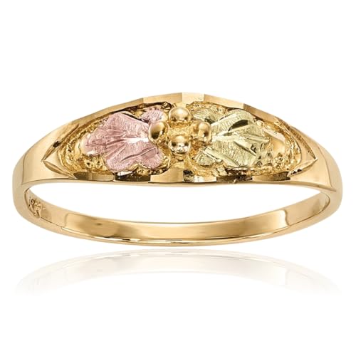 IceCarats 10K Solid Tri Color Gold 1.5mm Slim Black Hills Flower Band Ring