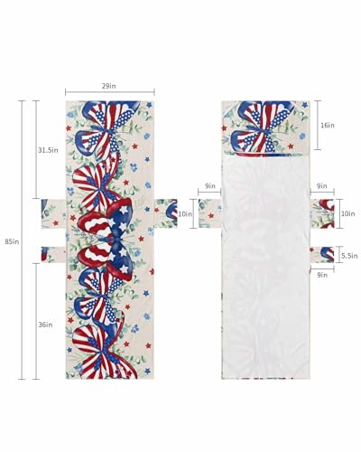 4th of July Butterfly Beach Lounge Chair Towel Cover, Soft Chaise Lounge Towel with Side Pockets Patio Pool Chairs Cover for Beach/Pool Sunbathing 29x85 Blue Red Star Farmhouse Botanical