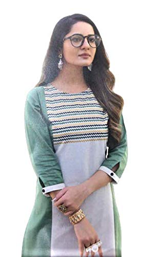 GenericRajshree Emporium Women Cotton Green & White Kurti Size L