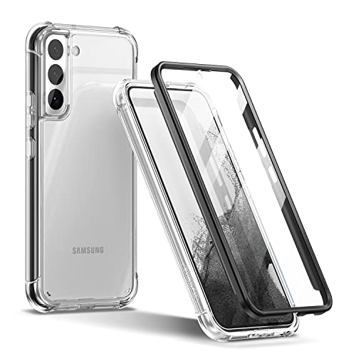 SURITCH Coque Samsung Galaxy S22 360°Transparente Antichoc Silicone Bumper [Ultra Hybrid] Integrale Anti-Rayures Full Body Protection Etui Housse pour Samsung Galaxy S22 5G 6,1 Pouce (Noir) Cover