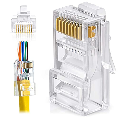 FEDUS RJ45 Cat6 Pass-Through Connector Ends, Cat5, Cat5e, Cat6 8P8C Connector, Ethernet Cable Crimp Connectors UTP Network Plug Solid Wire and Standard Cable, LAN Crimp (PACK OF 30)