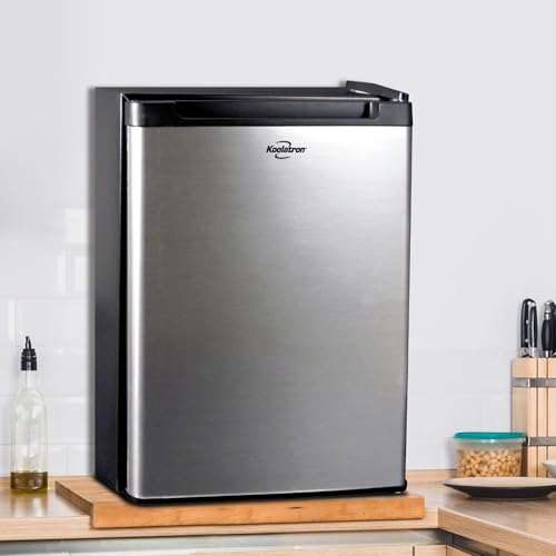 Image of Koolatron 12V / 110V Refrigerator - Mini Fridge for Trucks Cool Storage for Kitchen Bedroom Office Travel Camping Dorms Compact Free Standing Neveras Pequenpara Apartment 1.76 cu.ft - Black