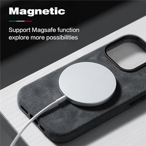 Coque iPhone 15 Pro Max daim Alcantara compatible MagSafe protection violette