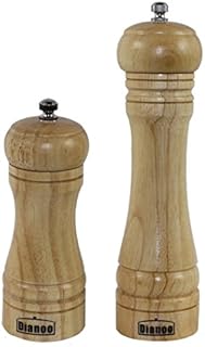 Dianoo High Quality Anti-Fall Oak Wood Pepper Mill and Grinder, Wooden Grinding Ceramic Core Salt and Pepper Grinder, 2PCS (One is 8 inch, The Other is 5 inch)