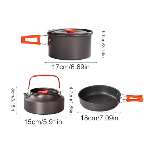 Popote de camping alu avec casserole poêle et bouilloire - 3